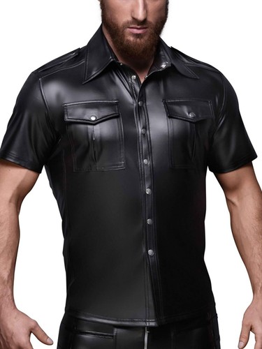 Herren wetlook kunstleder - wetlook, hemd