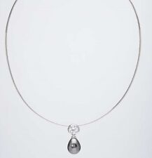 Schmuck Anhänger Omegareif Silber 925 Zirkonia MKPerle 12x15mm anthrazit Ä5143