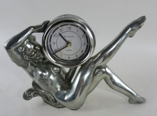 Uhr Frau USA Tischuhr RARITÄT Pin Up girl Art deco Alu 80er Jahre Design
