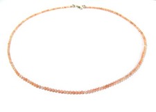 Heilstein Sonnenstein Halskette in facettierter Kugelform Ø-3 mm 925 Silber