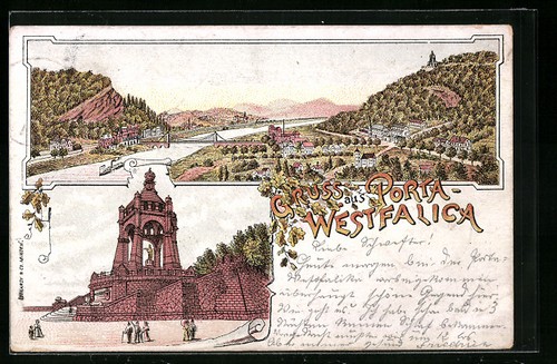 Lithographie porta westfalica - lithographie,
