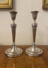 Paar Sheffield Plate Kerzenständer Queen Anne Stil Englisch um 1900 versilbert
