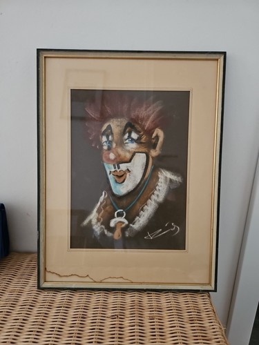 Vintage clown watercolor - clown,