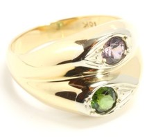 Ring in 10 kt 10k 416 er Gelb Weiß Gold mit Amethyst Turmalin Goldring Gr. 57,5