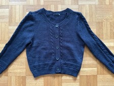 Trachtenstrickjacke Vintage In Dunkelblau, Gr.XS/34