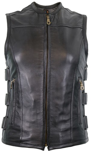Damen lederweste tailliert - damen,