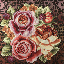 Gobelin Tapisserie Tapestry Wandteppich Paneel Basteln Stoff Rosen Pracht 50x50