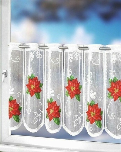 Scheibengardine rote blumen - ,