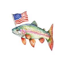 4x red white blue fish sticker