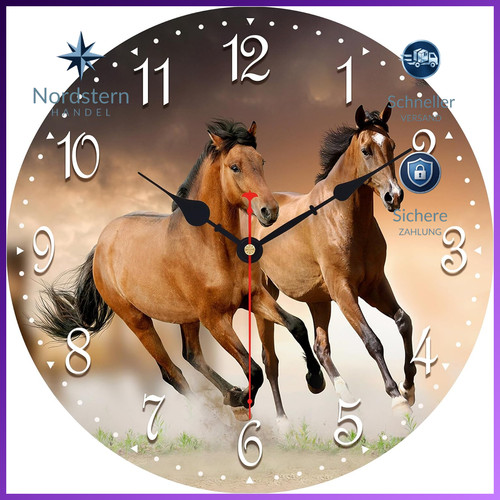Wanduhr 34cm pferd lautlos - pferd,