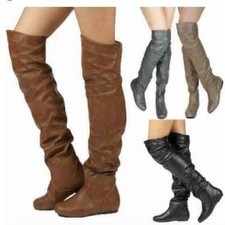 Neu Overknee Stiefel Rund PU