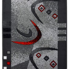  Teppich Läufer Flur Diele Korridor Grau Rot 70 cm 80 cm 90 cm Bodenläufer