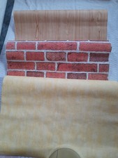 3 verschiedene Tapeten Reste Holz und Kaminoptik,gelbe Raufaser