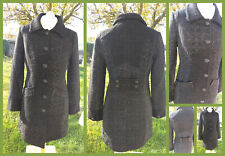 Biba eleganter klassischer Mantel schwarz grau blau gemustert Glitzer Gr.38-40 M