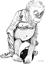 Affe II mit Ball 1983 Tusche