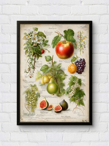 Obst vintage botanik wandbild - obst,