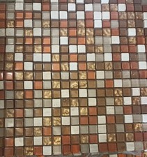 Restposten 2,5 qm Glasmosaik Marble Red Beige 30x30cm auf Matte verklebt Nr. 343