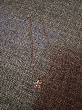 Original Swarovski Kette Stoffband Braun Silber