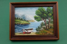 Ölgemälde mit Holzrahmen, "Am Strand", Unikat, 29 x 23 cm (046)