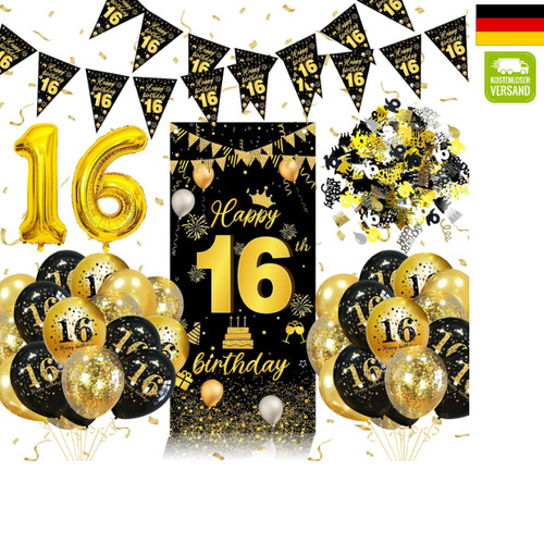 Geburtstag deko schwarz - 16,