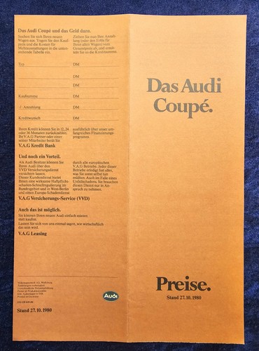 Audi coupe gt5s preisliste vom - gt5s,