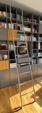 Anstellleiter / Bibliotheksleiter aus Edelstahl, Leiterhöhe 3,2 m