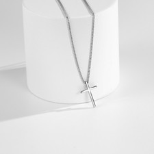 Silberkette Kette S925 Silber Halskette mit Anhänger Kreuz Geschenkidee 45cm neu