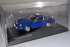 PORSCHE 911 MODELL 1965 BLAU DUNKELBLAU LIMITED EDITION MINICHAMPS 1:43 VITRINE