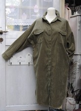 FLOWER & DEER CORDKLEID LONGBLUSE WINTERHEMD OLIV - AA: 61 cm -  GR. L 44 46