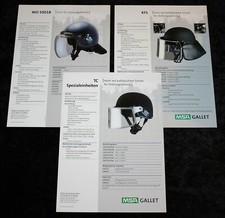 MSA GALLET , Helme für Spezialeinheiten u. Ordnungsdienste , 3 Werbe Blätter
