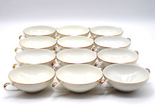 12 Suppentassen 12,5/5cm Glorietta glatt? Elfenbein Goldrand Thomas Porzellan