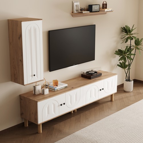 Tlg wohnwand set highboard - 3-tlg.,