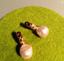 Perlen - Creolen Barock Perlen groß 14 x 12 mm