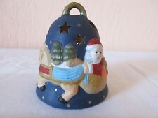 Weihnachten Windlicht, Glocke aus Keramik oder Porzellan, blau, Vintage