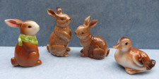 27981. Hasen  Hase Osterhase + Ente  braun  Deko Figuren  4 Stück  10 cm