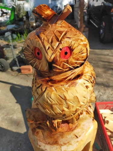 Kaminholz skulptur eule - kaminholz,