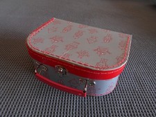 Kleiner Kinderkoffer rot/grau Pappkoffer 20 x 14 x 8 cm