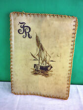 Dokumentenmappe Urkundenmappe Schreibmappe Kunsthandwerk genäht bemalt ria104