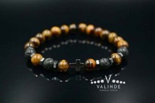 Herren Hämatit Lava Tigerauge Kreuz Edelstein Armband Makramee Geschenk für Männer
