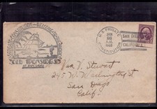 Zeppelin Beleg USA Frigate Constitution - Old Ironsides at San Diego 1933