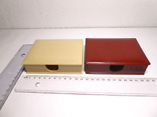 30-50er J. 2 x Zettelbox Kasten Bakelit u. Kunststoff rotbraun beige 11,5x8,5 cm