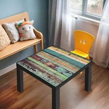 banjado Designabdeckung für Ikea Lack Tisch 55x55 Glasplatte Folie Bunte Bretter