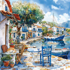 Wandbild Dorf Küste Maritim