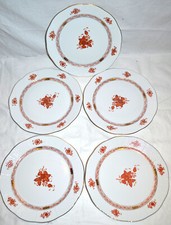 Porzellan,Herend, 5 Speiseteller, Serie Apponyi Orange, Ø 25,2 cm