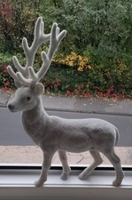 Hirsch, grau, samt, Deko, Tiere, Wald, 31 cm