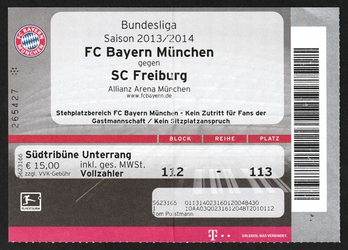 Ticket 2013 bayern - ticket, |
