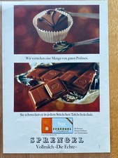 Sprengel Tafelschokolade Schokolade Original 1966 Vintage Advert Werbung V3