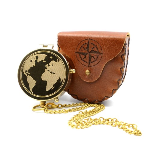 Compass engraved leather - compass,