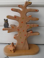 HOLZTIGER OSTHEIMER seltener Vogelbaum Baum Eule Hase Figuren Brandstempel