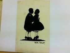 Künstler AK Liebespaar beim küssen, Rose, - Hessen-Karte nach Scherenschnitt von